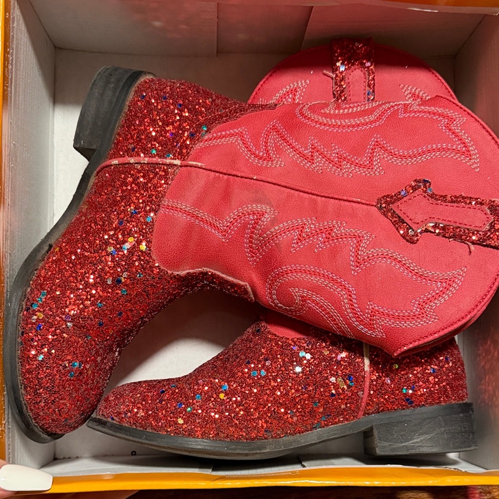 Sparkly Red Kids Cowboy Boots youth